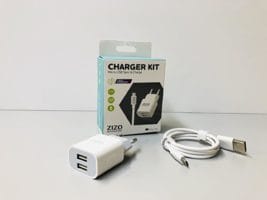 Euro Wall Charger - 2 USB Port - 2.1A + Micro USB to USB Cable 3A (Fast)