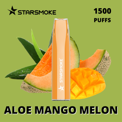 STARSMOKE Crystal Aloe Mango Melon 1500  Puffs 2% Nic.