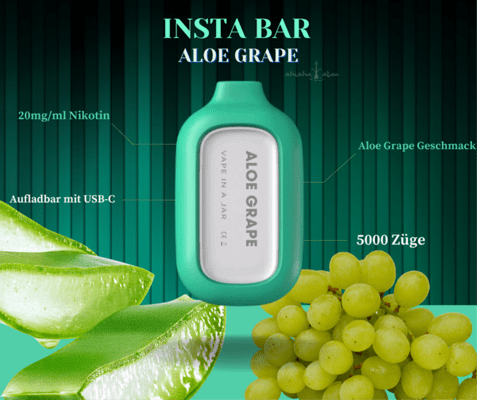 Insta Bar5000 Puffs 2% Nic.- Aloe Grape