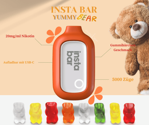 Insta Bar5000 Puffs 2% Nic.- Yummy Bear