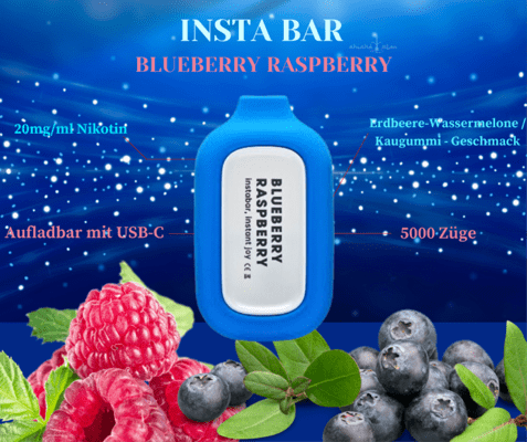 Insta Bar5000 Puffs 2% Nic.- Blueberry Raspberry