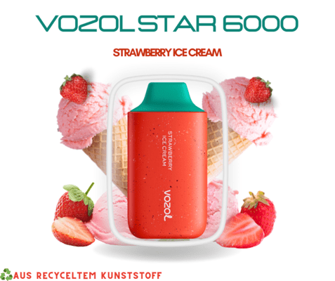 VOZOL STAR 6000 Puffs - Strawberry Ice Cream