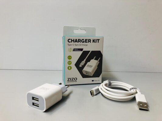 Euro Wall Charger - 2 USB Port - 2.1A +  TypeC to USB Cable 3A (Fast)
